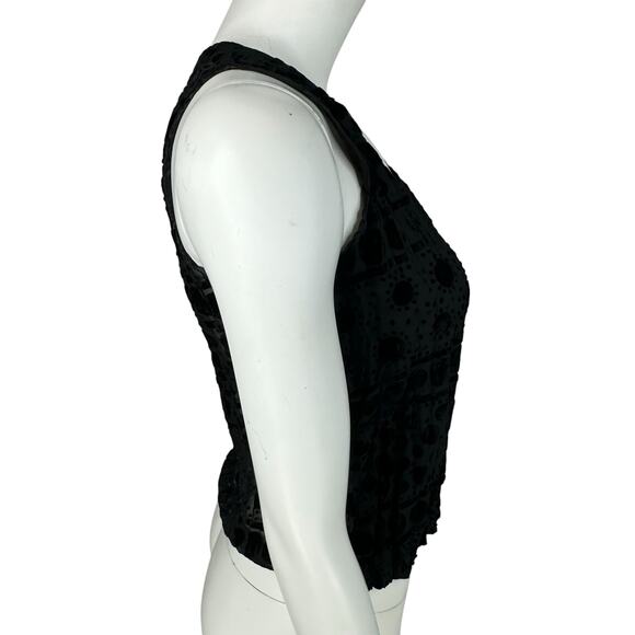 Y2K Alberto Makali Top Womens Medium Velvet Burnout Sleeveless Sheer Crinkle - Picture 4 of 5